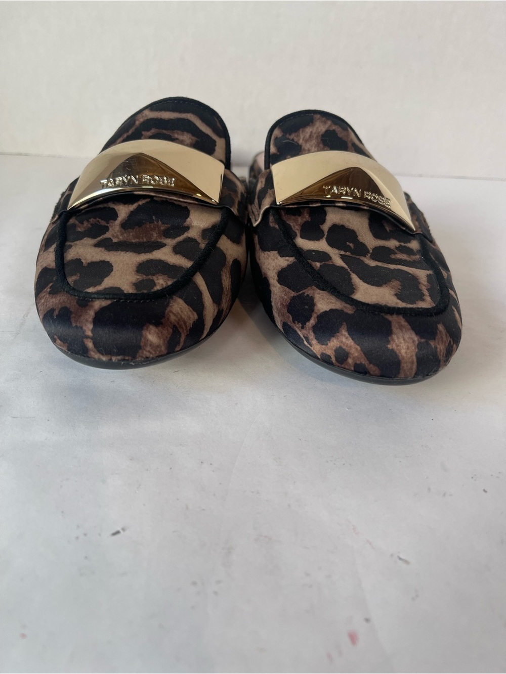 Taryn Rose Leopard-Print Slide Mules with Gold Accent Made in Italy 🇮🇹 Size 8.5 - Picture 10 of 14